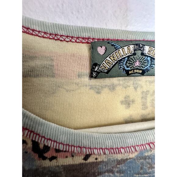 Vintage Y2K Vanilla Sugar Size Medium Jeweled French Floral Whimsy Blouse - Picture 5 of 9